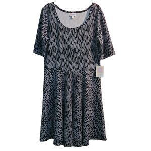 LLR LuLaRoe Nicole Fit & Flare Black & White Dress Sz 3XL NWT